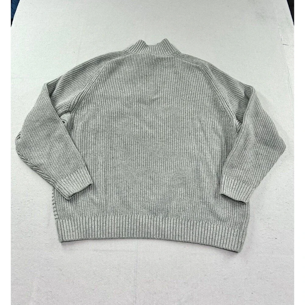 Duluth Burly Retirement Button Mock Sweater Men's Gray Pullover Heavy Waffle